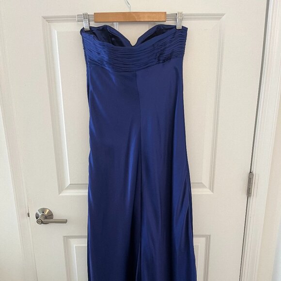 Laundry by Shelli Segal Navy Silk Strapless Gown - Picture 6 of 12